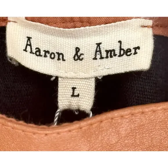 Aaron & Amber Womens L Vegan Faux Leather Skirt Button Front with Pockets NWT - Picture 3 of 4